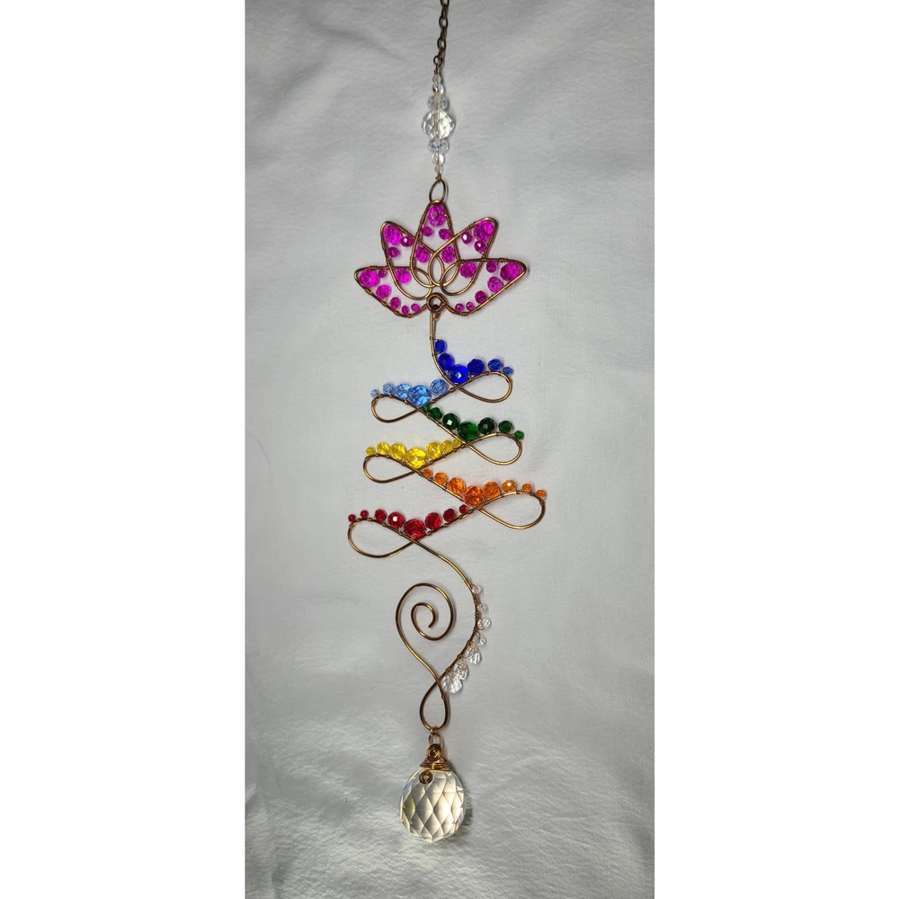 Lotus Unalome Chakra Rainbow Suncatcher